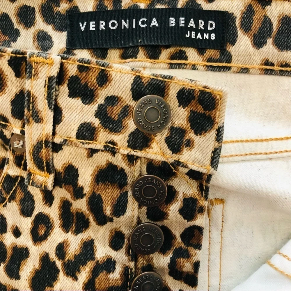 Veronica Beard Debbie 10” High Rise Leopard Cut Print Jeans Sz 24 Ankle novelty - Picture 8 of 15